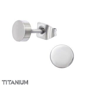 Titanium Minimalist Round Stud Earrings 5mm